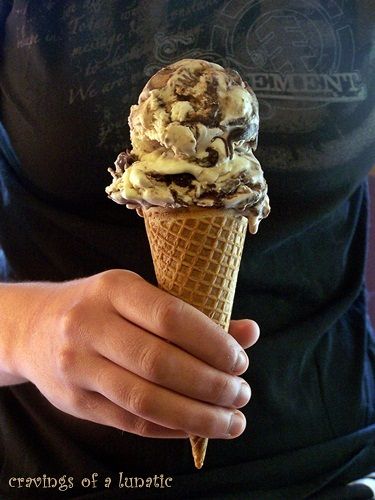 Copycat Moosetracks Ice Cream | Cravings of a Lunatic | Seriously delicious and loaded with peanut butter and chocolate! Homemade Chocolate Ice Cream Recipes Machine, Nostalgia Ice Cream Recipe, Homemade Moose Tracks Ice Cream, Ice Cream Recipes Nostalgia, Chocolate Malted Crunch Ice Cream, Ice Cream Sunday, Eating Ice, Custard Ice Cream, Homemade Hot Fudge