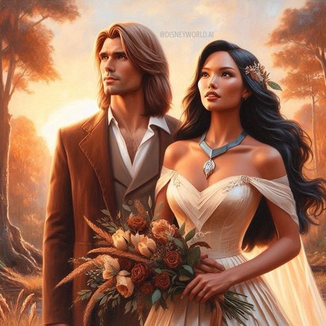 ᴅɪsɴᴇʏ ᴀɪ | 𝐏𝐨𝐜𝐚𝐡𝐨𝐧𝐭𝐚𝐬 & 𝐉𝐨𝐡𝐧 𝐒𝐦𝐢𝐭𝐡 #pocahontas #johnsmith #disney #disneyprincess #princess #ai #wedding #weddingdress | Instagram John Smith Pocahontas, Pocahontas John Smith, Chola Makeup, Pocahontas And John Smith, Zodiac Couples, Cute Disney Characters, Walt Disney Characters, Betty Boop Pictures, Fairytale Fantasies