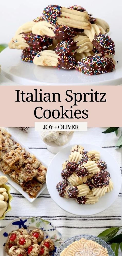 Wilton Classic Spritz Cookies, Buttery Italian Spritz Cookies, Chocolate Dipped Italian Butter Cookies, Christmas Cookie Press Recipes, Valentine Spritz Cookies, Spumoni Sugar Cookies, Spritz Butter Cookies Recipe, Spritz Christmas Cookies Recipes, Cookie Press Christmas Cookies