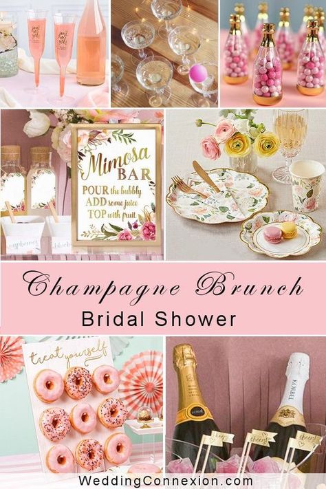 Brunch Bridal Shower Ideas, Brunch Champagne, Bridal Shower Elegant, Bridal Shower Treats, Elegant Wedding Ideas, Bridal Shower Champagne, Brunch Bubbly, Champagne Brunch, Bridal Shower Inspiration