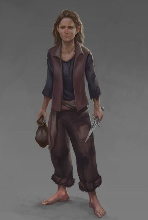 Peasant Character Design, Dnd Peasant, Thief Character, Seed Starters, Street Urchin, Dishonored, Street Kids, Dnd Art, Female Human