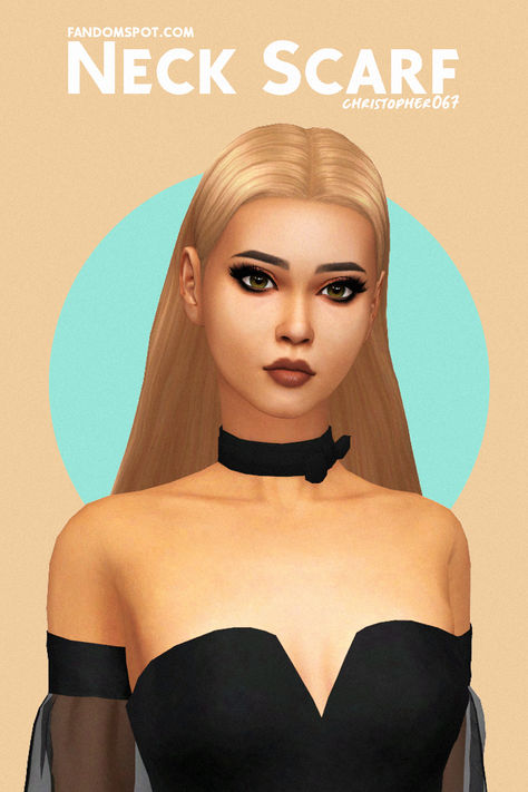 # 8 CC titled "Neck Scarf by christopher067". A cute maxis-match scarf tied around the neck to work as a choker accessory on cute outfits. Maxis match design and comes in multiple swatches! Sims 4 Neck Scarf, Scarf Sims 4 Cc, Sims 4 Scarf Cc, Sims 4 Scarf, Ts4 Clothes, Ts4 Mods, Clothes Cc, Match Design, Sims Houses