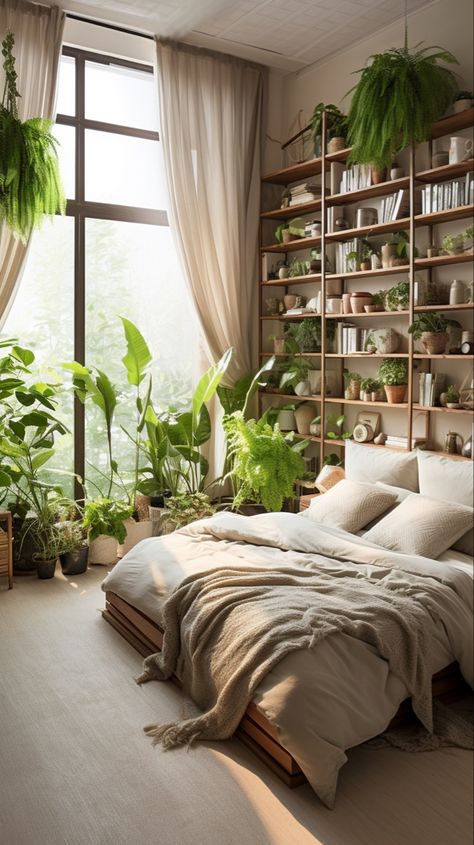 Big Bedroom Ideas Aesthetic, Couple Apartment, Botanical Bedroom, Jungle Bedroom, Earthy Bedroom, Brown Rooms, Jungle Room, Home Decor Ideas Living Room, Redecorate Bedroom