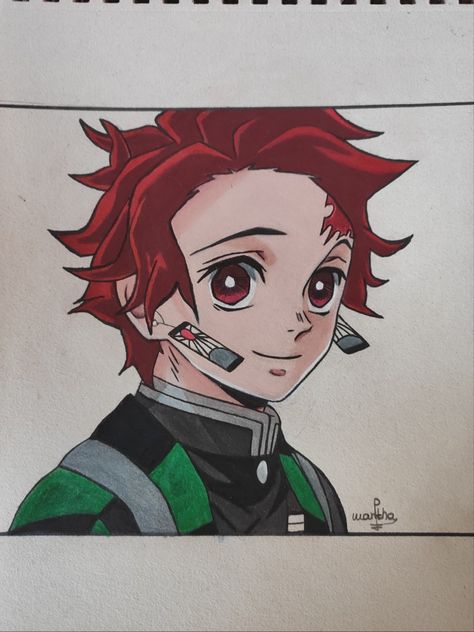 Tanjiro Drawing Pencil Easy, Tanjirou Drawing, Demon Slayer Sketch Pencil, Tanjiro Kamado Sketch, Tanjiro Kamado Drawing, Demon Slayer Art Drawing, Tanjiro Sketch, Skechtbook Ideas, Tanjiro Drawing