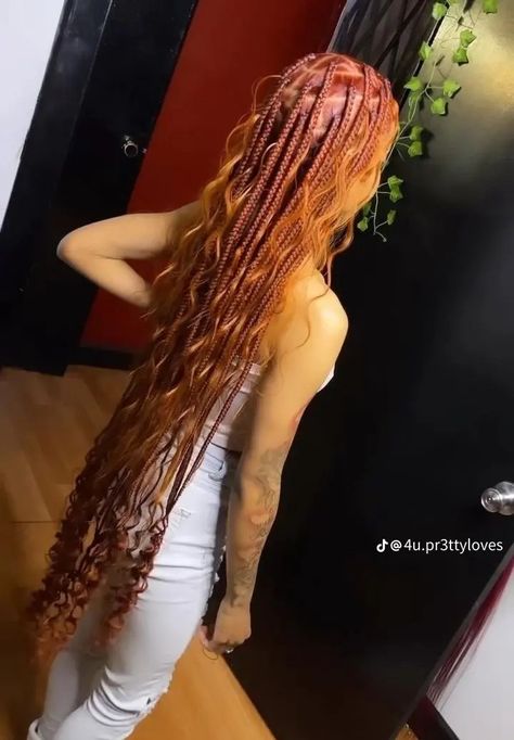 Red And Blonde Boho Knotless Braids, Ginger Hair With Braids, Ginger Braided Hairstyles, Ginger Hairstyles, Braid Colors, Boho Knotless, Hair Dyed, Braids Ideas, Feed In Braids Hairstyles