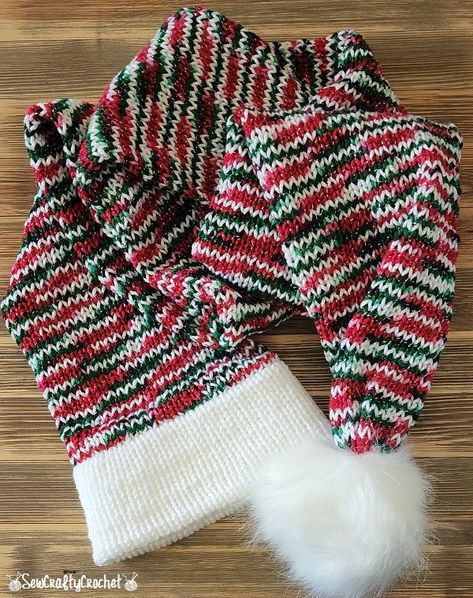 Grinch Ear Warmer Knitting Machine, Knitting Machine Santa Hat, Knit Elf Hat, Christmas Scarf Pattern, Crochet Home Decor Ideas, Pattern Crochet Sweater, Hairstyles Crochet, Free Crochet Baby Blanket, Knitted Headbands