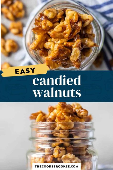 Candied Walnuts Recipe (How to Make Candied Walnuts) VIDEO!!! Caramelized Walnuts Recipe, Candied Walnuts With Brown Sugar, Candied Walnuts Easy, Carmelized Walnuts, Walnuts Candied, Candied Walnuts Recipe, Candied Walnuts For Salad, Candied Walnut Recipe, Caramelized Walnuts