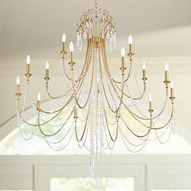 Crystorama Arcadia 46 1/4"W Antique Gold 15-Light Chandelier Grand Stairway, Crystal Chandelier Living Room, Chandelier For Bedroom, Thanksgiving Home Decorations, Living Room Lighting Tips, Bamboo Ceiling, Bedroom Decorating Ideas, Large Chandeliers, Chandelier Style