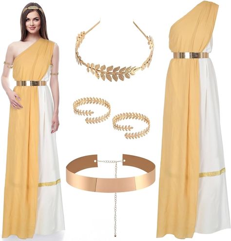 Greek God Party Outfit, Athena Goddess Costume Diy, Athena Goddess Outfit, Ancient Greece Outfit Ideas, Diy Greek Goddess Costume For Women, Greek Gods And Goddesses Outfits, Bible Character Costumes Women, Greek Custome, Greek Costume Ideas