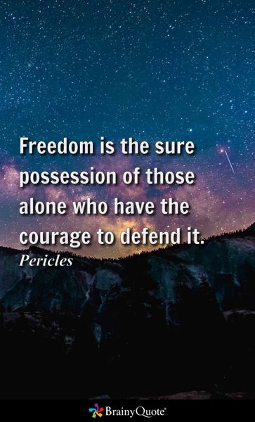 Freedom is the sure possession of those alone who have the courage to defend it. - Pericles Pericles Quotes, Freedom Is, All About Me!, Inspirational Quotes, Quotes, Quick Saves