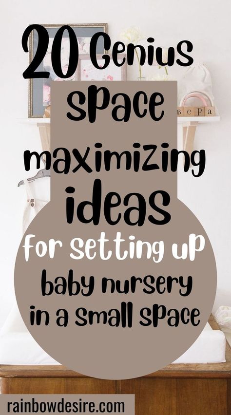 Tiny nursery ideas for small spaces baby room. How to set up a baby room in small space. How to maximize limited space to set up a toddler room if you have a small apartment. ideas to make space for baby clothes to hang and put baby stuff in the room without making it cluttered. #firstbaby #babynursery #babyroom #newbaby Nursery Storage Small Spaces, Nursery Ideas Without Closet, Nursery Layouts For Small Rooms, Nursery In Apartment Small Spaces, Nursery Tiny Space, Small Nursery Clothes Storage, Tiny Room Nursery Ideas, Small Nursery Room Layout, Storage For Nursery Small Spaces