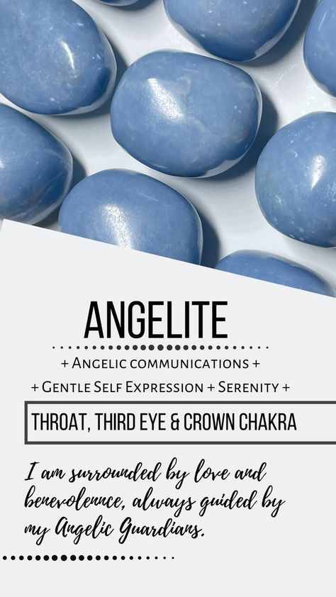 Angelite meaning and affirmation by the 7 directions Angelite Crystal Meaning, Angelite Meaning, Crystals 101, Telepathic Communication, Angelite Crystal, Crystals Meaning, Crystal Tips, Psychic Healing, Geode Rocks