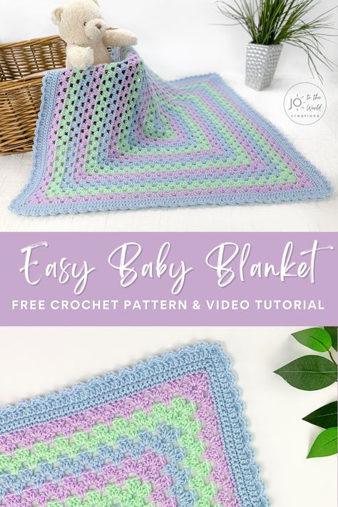 Granny Square Baby Blankets, Free Crochet Granny Square Baby Blanket Patterns, Granny Square Blanket Border, Granny Square Variations, Easy Granny Square Blanket, Continuous Granny Square Blanket, Granny Square Continuous Blanket, Crochet Granny Square Blanket Baby, Crochet Baby Blanket Free Pattern Granny Square Video Tutorials