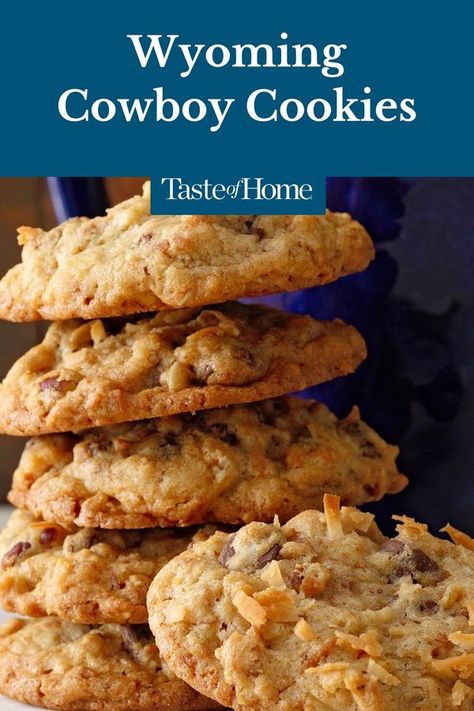 Wyoming Cowboy Cookies, Cowboy Cookie Recipe, Cowboy Cookies, Messy Buns, Delicious Cookie Recipes, Cookie Bar Recipes, Morning Tea, Eat Dessert First, Baking Sweets