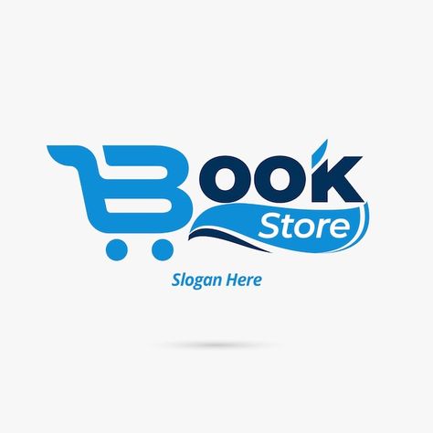 Flat design bookstore logo template | Premium Vector #Freepik #vector #bookstore-logo #library-logo #store-logo #book-logo Logo Design Bookstore, Marketing Logo Ideas, Bookshop Logo, Logo Library, Book Store Logo, Market Logo Design, Bookstore Logo, Store Logo Design, Cart Logo