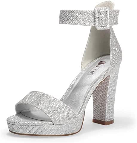 Amazon.com: women rhinestone block high heel - Prime Eligible: Clothing, Shoes & Jewelry Wedding Sandals Heels, Glitter High Heels, Ankle Strap Sandals Heels, Trendy Sandals, Chunky High Heels, Wedding Sandals, Elegant Shoes, Wedding Heels, Ankle Strap Heels