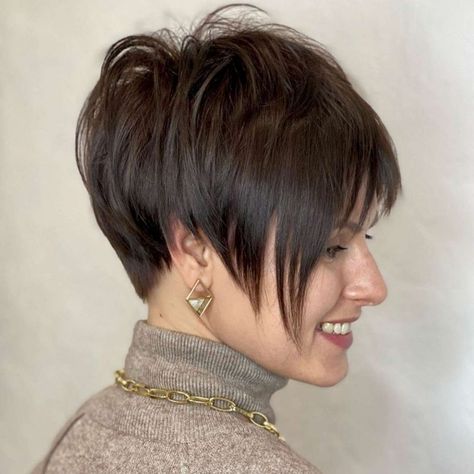 Audrey Nguyen Short Hairstyles - 1 - Likeeed Very Short Pixie Cuts, Short Hair Fringe, Hair Fringe, Pixie Crop, Longer Pixie Haircut, Long Pixie Hairstyles, New Short Hairstyles, Long Pixie Cuts, Hot Short