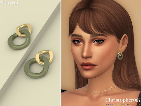 The Sims Resource Cottagecore, Nouveau Earrings, Sims 4 Hair Male, Sims 4 Piercings, Chain Link Earrings, Sims 4 Cas Mods, Sims Packs, Pelo Sims, The Sims 4 Packs