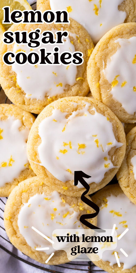 overhead view of a pile of glazed lemon cookies Lemon Extract Recipes, Easy Lemon Cookies, Lemon Cookie, Lemon Sugar Cookies Recipe, Freezer Cookies, Lemon Cookies Easy, Vanilla Extract Recipe, Lemon Sugar Cookies, Easy Oatmeal