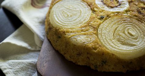 Upside Down Sweet Onion Cornbread Onion Upside Down Cornbread, Upside Down Cornbread, Onion Cornbread, Cornbread Cake, 12 Tomatoes, Bread Mix, Our Daily Bread, Iron Pan, Sweet Onion