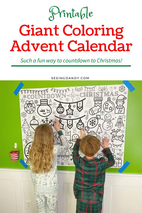 What To Put In An Advent Calendar Christmas Countdown, Countdown To Christmas Decor, Class Advent Calendar Ideas, Diy Countdown To Christmas For Kids, Giant Coloring Poster Printable Free, Christmas Countdown Classroom, Classroom Advent Calendar Ideas, Advent Calendar School, Advent Calendar Classroom