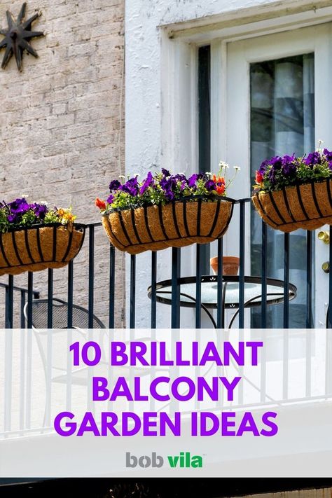 Adding flowers to your deck will make for some beautiful scenery when looking out your windows. Even if you have a sunroom with a screened in porch, incorporating potted plants will make your view so much better. | 10 Brilliant Balcony Garden Ideas Hanging Garden Balcony, Balcony Garden Ideas Terraces, Diy Balcony Planters, Balcony Flower Pots, Flower Box Balcony, Balcony Ideas Apartment Pots & Planters, Balcony Pots Ideas, Balcony Flowers Ideas, Balcony Planter Ideas