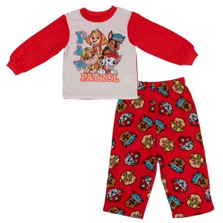 CUTE, CUDDLY & READY FOR BED PAW PATROL PAJAMAS Add some fun to your toddler's sleepwear with this Paw Patrol 2-piece pajama set. This cute set includes one sleep shirt and a pair of pajama pants, crafted from a soft microfleece fabric (polyester) that surrounds boys in warmth and comfort all night. The red and white sleep top has a Mickey illustration featuring Paw Patrol pups Marshall, Chase, Skye, and Rubble with long sleeves and no bothersome itchy tags inside. Super soft red fleece pajama b Mickey Illustration, Paw Patrol Pajamas, Boys Pajama Pants, Boy Pajamas, Pajamas Long Sleeve, Boys Pjs, Paw Patrol Pups, Boys Sleepwear, Toddler Pajamas