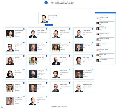 Facebook's Organizational Structure made using Organimi org chart software Org Chart Design, Organizational Structure Template, Organizational Design, Interactive Charts, Org Chart, Organizational Chart, Organizational Structure, Editorial Board, Chief Financial Officer