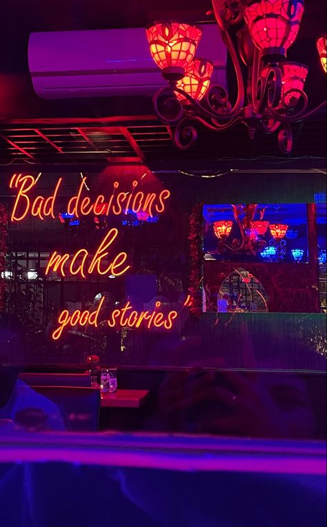 Bad Decisions Quotes, Season Wallpapers, Bff Bucket List, Decision Quotes, Nightclub Design, Good Stories, Cute Spanish Quotes, Crazy Wallpaper, Drinking Quotes