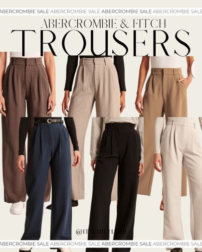 Classic Trousers Women Outfit, Abercrombie Trousers Outfit, Taupe Trousers Outfit, Classic Trousers Women, Tan Trousers Outfit Women, Abercrombie Sloane Pant Outfit, Abercrombie Pants, Zara Neutral Trousers, Versatile Beige Trousers