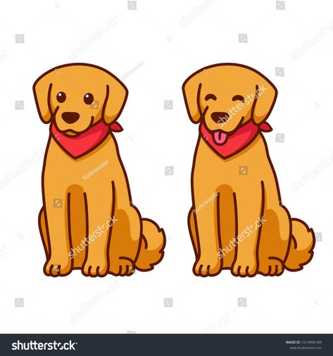 Cartoon Golden retriever drawing with red bandana. Friendly dog sitting with tongue out. Cute pet labrador vector illustration. #Ad , #sponsored, #red#bandana#Friendly#drawing Cartoon Golden Retriever, Retriever Drawing, Golden Retriever Cartoon, Golden Retriever Drawing, Dog Line Drawing, Animal Vector, Dog Sketch, Red Bandana, Cartoon Images