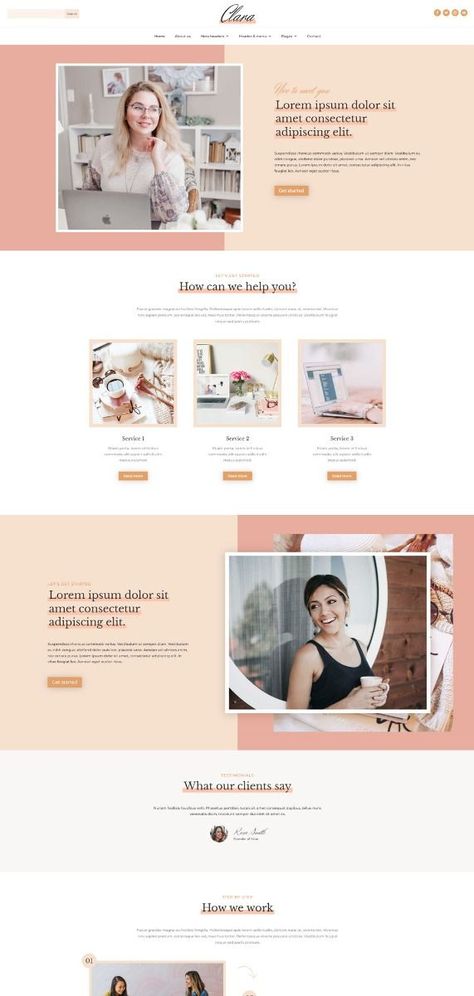 Clara is a modern and feminine web template that is perfect for creatives, bloggers, and small businesses. It features a clean and minimalist design with a focus on typography and #Divi_Template #Web_Design_Template #Feminine_Web_Design #Web_Design_Ux_Ui Divi Template, Coach Website Design, Divi Wordpress, Elegant Website Design, Web Design Template, Feminine Web Design, Feminine Website Design, Feminine Website, Web Design Ux Ui