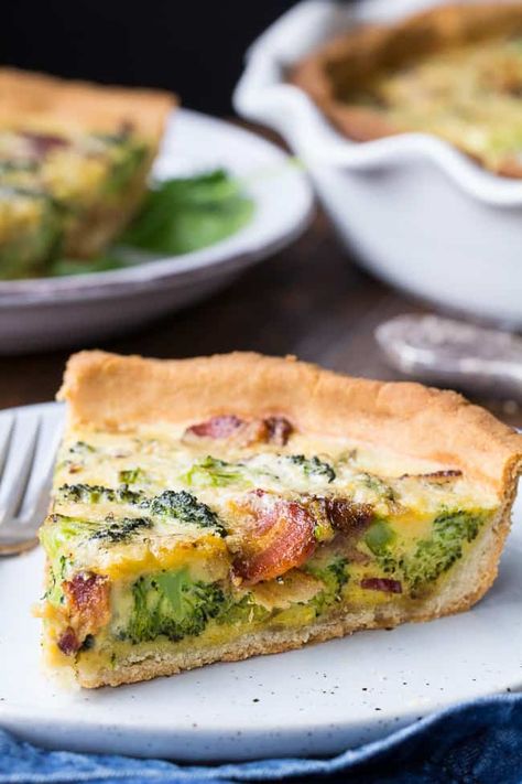 This Paleo broccoli quiche is easy to make and perfect as a make ahead breakfast or to bring to brunch for Easter, Mother's Day or anything else! It's loaded with caramelized onions, savory sautéed broccoli and crisp bacon, plus has a secret "cheesy" ingredient while remaining dairy free! Grain free, gluten free, healthy. Paleo Quiche Crust, Quiche Crust Recipe, Paleo Broccoli, Paleo Quiche, Paleo Pie Crust, Quiche Crust, Sautéed Broccoli, Paleo Pie, Dessert Pies