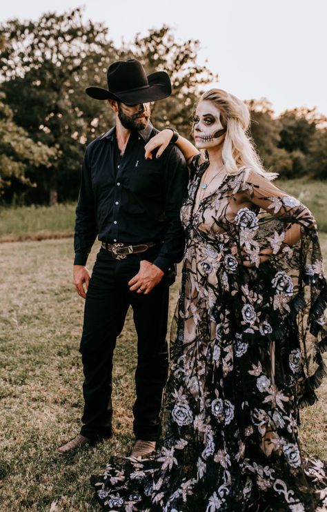 Goth Cowgirl Wedding, Western Halloween Wedding, Goth Cowboy Wedding, Gothic Cowboy Wedding, Black Western Wedding, Gothic Cowboy, Dark Western, Goth Cowboy, Kindred Soul