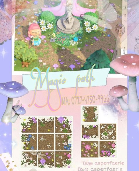 Junglecore Acnh, Cosy Games, Fairy Island, Cottagecore Animal Crossing, Acnh Paths, Acnh Patterns, Motif Acnl, Pink Island, Acnh Cottagecore