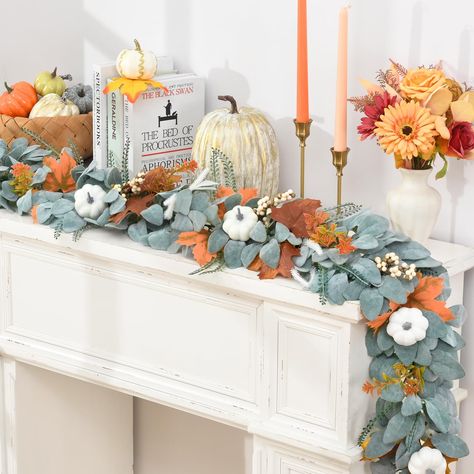 PRICES MAY VARY. 🍂ABUNDANT FALL DECOR: Our package include one 5.9 ft fall garland, augmented with rich elements such as artificial lambs ear leaves, pumpkins, berry branches and maple leaves etc. Each fall garland for mantle has a loop at one of the ends for easy hanging. Adorning your space with this vibrant garland and bring the opulence of fall right into your home. 🍂MADE OF PREMIUM MATERIALS: The stems, pumpkins, and leaves of fall leaves garland are thoughtfully fashioned from premium pl Fall Leaves Garland, Garland For Mantle, Leaves Garland, Fall Mantle Decor, Farmhouse Decorations, Fall Leaf Garland, Fall Mantle, Fall Garland, Fall Thanksgiving Decor