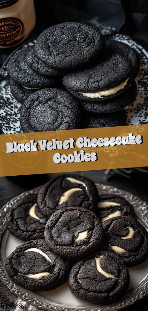 Craving a decadent treat? Indulge in our Black Velvet Cheesecake Cookies! These rich, chocolatey cookies are swirled with luscious cheesecake, creating an irresistible dessert that’s as striking as it is delicious. Perfect for a sweet indulgence or a show-stopping addition to your next gathering, these cookies offer a delightful blend of textures and flavors. Easy to make and impossible to resist, they’re the ultimate recipe for any cheesecake or chocolate lover. Bake a batch and enjoy pure bliss in every bite! Mint Chocolate Cheesecake, Grilled Vegetable Salads, Mint Cheesecake, Lemon Meringue Cheesecake, Velvet Cheesecake, Cheesecake Cookies, Chocolate Pecan, Meal Suggestions, Creamy Cheesecake