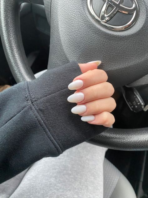 Thick Almond Nails, Nails For Freshman Year, Funny Bunny Toes, Funny Bunny Almond Nails, Basic White Nails, Funny Bunny Nails, Acrylic Nails Almond Shape, Hoco Nails, Nail Aesthetic