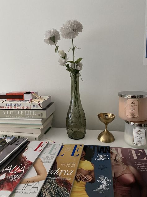 Magazine On Table Aesthetic, Side Table Aesthetic, Aesthetic Magazine, Coffee Table Magazine, Table Aesthetic, Magazine Table, Magazine Stand, House Aesthetic, Candle Matches