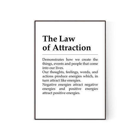 Law Of Attraction Definition, Law Of Attraction Explained, Law Of Attraction Meaning, Beautiful Sayings, 2024 Planner, Poster Typography, 2020 Vision, Printable Ideas, Favorite Scriptures