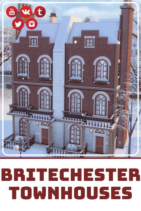 Speed build available here - JuliaFilms Britchester House Sims 4, Sims 4 Britechester Build, Britechester Sims 4, Sims 4 Britechester, Sims4 Houses, Ts4 Builds, House Plans With Pictures, Sims 5, Sims Ideas