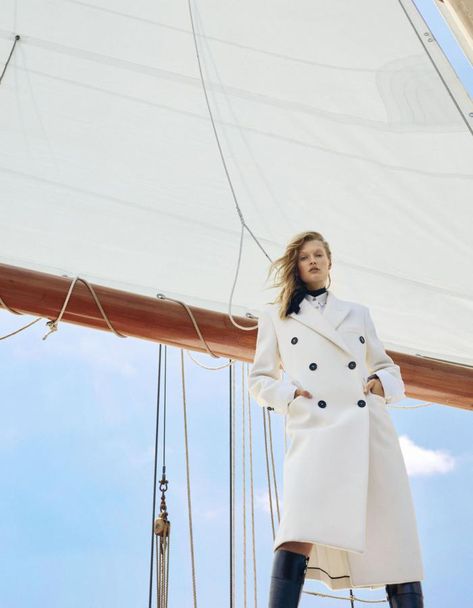 Boat Fashion Editorial, Yacht Fashion, Fashion Campaign, Boat Fashion, Toni Garrn, Campaign Fashion, Harper’s Bazaar, Nautical Fashion, Harper's Bazaar