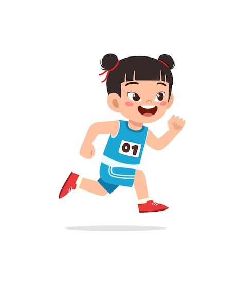 Little kid wearing uniform for run race | Premium Vector #Freepik #vector #boy-running #kids-exercise #kids-running #running Exercise Pictures Cartoon, Kid Running Drawing, Kids Running Illustration, Run Image, Person Running Drawing, Running Cartoon Character, Run Pose, Running Character, Run Pictures