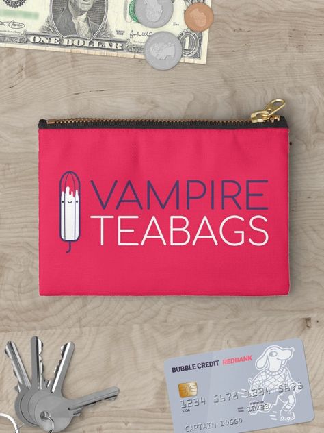 "Vampire Teabags Kawaii Cartoon Tampon Slogan" Zipper Pouch for Sale by JessicaAmber | Redbubble Period Bag Svg, Periods Bag, Tampon Bag Sayings, I Know What You Are Twilight Tampon, Vampire Teabags, Funny Period, Period Accessories, Funny Zipper Pouch Sayings, Period Supplies