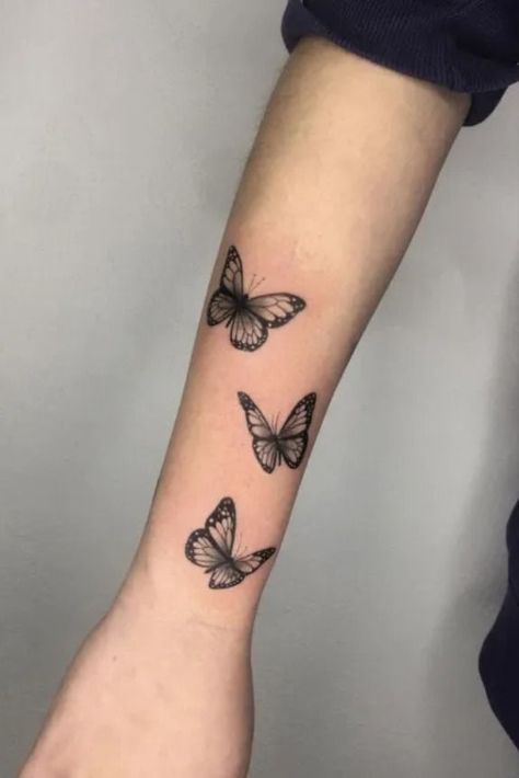 Tattoo Ideas Butterfly Arm, Butterfly Arm Tattoo, Tattoo Ideas Butterfly, Small Dope Tattoos, Realistic Butterfly Tattoo, Simple Butterfly Tattoo, Butterfly Tattoo Ideas, Butterfly Tattoos On Arm, Butterfly Hand Tattoo