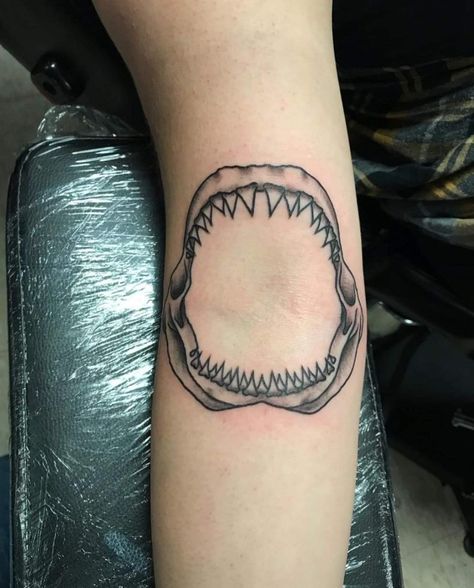 Shark Jaw Tattoo Inner Elbow, Shark Jaw Tattoo, Shark Jaws Tattoo, Jaw Tattoo, Shark Jaw, Shark Jaws, Surf Art, Fish Tattoos, I Tattoo