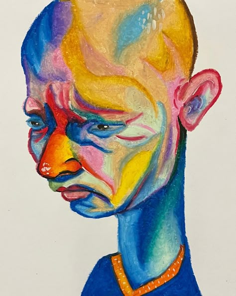 Funky Art Oil Pastel, Oil Pastel Face Drawing, Pastel Face Drawing, Oil Pastel Portrait Faces, Oil Pastel Ideas, Pastel Portraits, Oil Pastel Art, Inspiration Painting, Arte Sketchbook