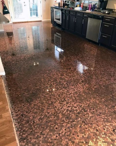 Top 60 Best Penny Floor Design Ideas - Copper Coin Flooring Coin Flooring, Penny Floors, Penny Flooring, Penny Decor, Penny Floor Designs, Penny Projects, Floor Design Ideas, Penny Mosaic, Penny Tile Floors