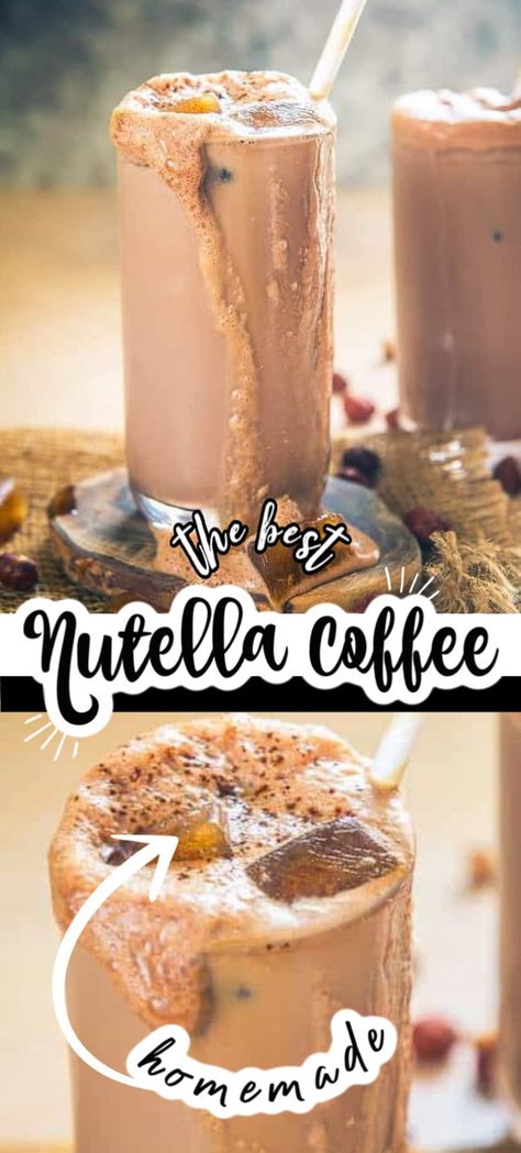 Nutella Cold Coffee Recipes, Nutella Iced Coffee Recipe, Unique Iced Coffee Recipe, Nutella Iced Coffee, Nutella Cream Latte Recipe, Nutella Cold Brew, Home Cafe Recipe, Iced Instant Coffee Recipe, Iced Coffee Recipes At Home