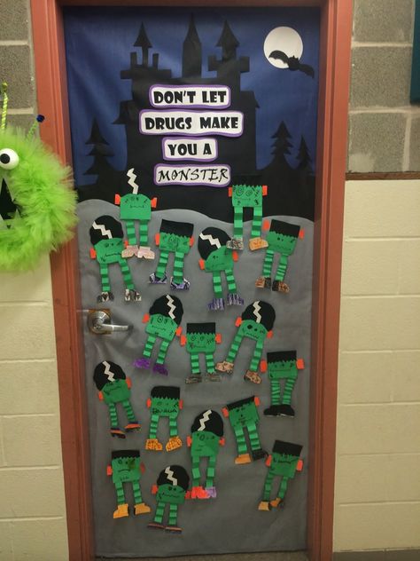 Totally Terrific in Texas: October 2013 Red Ribbon Week Door, Halloween Door Decorations Classroom, Halloween Doors, Classroom Door Decorating, Halloween Classroom Door, Halloween Classroom Decorations, October Ideas, School Door Decorations, Classroom Doors